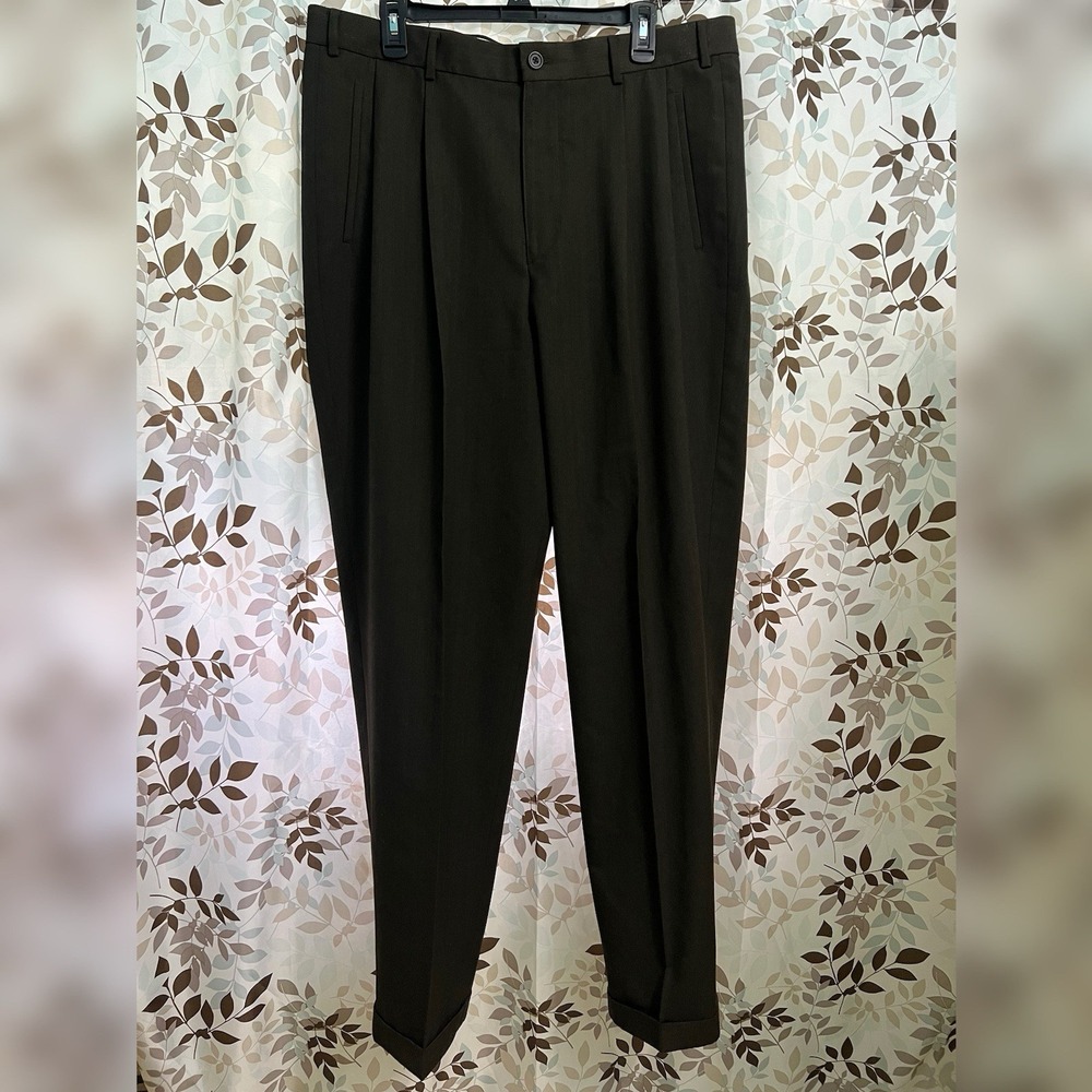 VTG Le Collezioni Structure Portugal Mens Pants 36x30 Brown Pleated Wool Blend